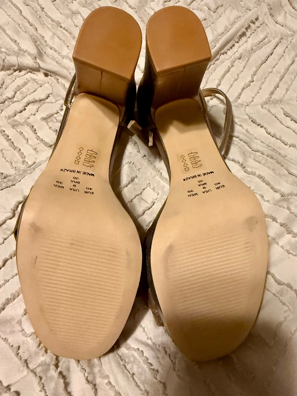 Bruno Menegatti Metallic Bronze Knot Front Ankle Strap Sandals